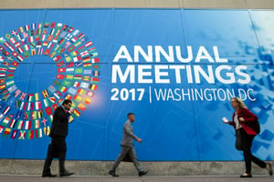 Le siège du Fonds monétaire international, à Washington, le 21 octobre 2017. © Jose Luis Magana/AP/SIPA