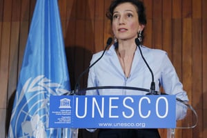 La nouvelle directrice générale de l’UNESCO Audrey Azoulay au siège de l’organisation, à Paris, le 13 octobre 2017. © Michel Euler/AP/SIPA