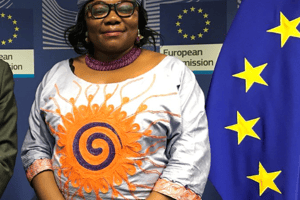 La commissaire Sarah Anyang Agbor de l’Union Africaine, à la Comission européenne, le 19 octobre 2017. © Capture d’écran Twitter