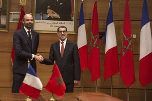 Le Premier ministre français Édouard Philippe et son homologue marocain Saad-Eddine El Othmani, le 16 novembre à Rabat. © Mosa’ab Elshamy/AP/SIPA
