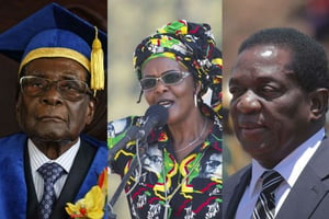 Robert Mugabe, son épouse Grace et Emmerson Mnangagwa. © AP/SIPA
