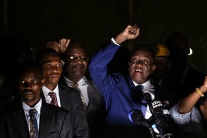 Emmerson Mnangagwa au quartier général de la Zanu-PF, à Harare, mercredi 22 novembre. © Ben Curtis/AP/SIPA