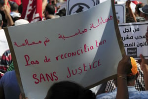 Manifestation contre le projet de loi de réconciliation, à Tunis le 12 septembre 2016 © Riadh Dridi/AP/SIPA
