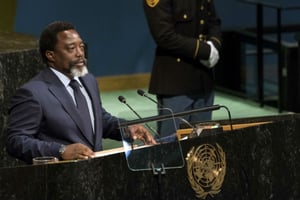 Joseph Kabila, président de la RDC, à la tribune des Nations unies le 23 septembre 2017. © Craig Ruttle/AP/SIPA