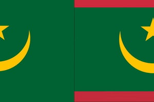 L’ancien drapeau mauritanien à gauche, et à droite, le nouveau. © DR