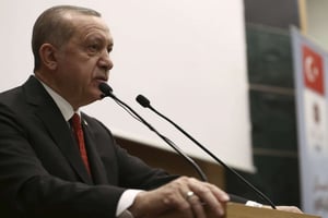 Le président turc Recep Tayyip Erdogan, à Alger, le 27 février 2018. © Kayhan Ozer/AP/SIPA