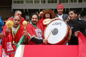 Des supporteurs marocains lors du match Maroc – Guinée (3-1) le 17 janvier 2018 pendant le CHAN. © DR / CAF