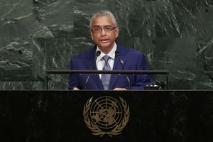 Le Premier ministre mauricien à la tribune des Nations unies, le 21 septembre 2017. © Frank Franklin II/AP/SIPA