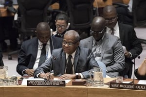 Le Représentant spécial du Secrétaire général des Nations Unies en RDC, Maman Sidikou, s’adressant au Conseil de sécurité © Monusco/Flickr