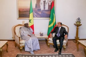 Les chefs d’État Macky Sall et Mohamed Ould Abdel Aziz à Nouakchott le 9 février 2018. © Présidence Sénégalaise