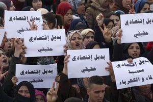 Sit-in des habitants de Jérada le 3 février 2018  demandant une politique de développement économique et de désenclavement de leur région. © AP/SIPA