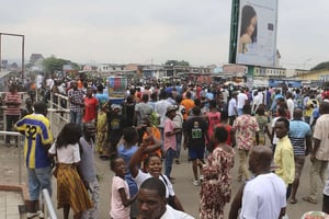 Des manifestants anti-Kabila, le 31 décembre 2017, à Kinshasa. © John Bompengo/AP/SIPA