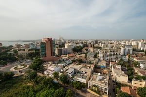 Le quartier du Plateau depuis le toit de la tour Amsa, (Dakar). © Youri Lenquette