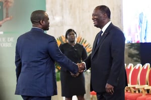 Alassane Ouattara (à dr.) et Guillaume Soro, le 4 janvier. © SIA KAMBOU/AFP