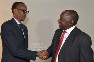 Paul Kagame et Cyril Ramaphosa, lors du World Economic Forum en Suisse, en janvier 2018 (image d’illustration). © DR / Présidence sud-africaine