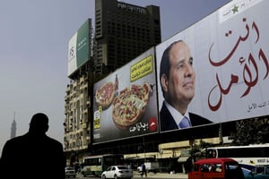 Une affiche de campagne du président égytien sortant, Abdel Fattah al-Sissi. © Nariman El-Mofty/AP/SIPA