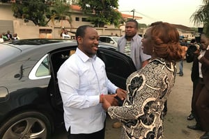 Kandia Camara et Guillaume Soro, à son arrivée au siège du RDR à Abidjan le 29 mars 2018 © RDR