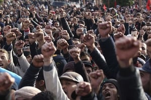 Manifestation à Jerada, le 3 février 2018. © AP/SIPA