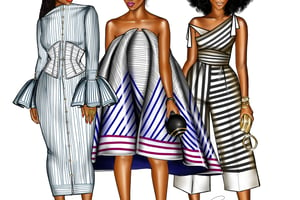 Les dessins de Peniel Enchill font souvent la part belle aux femmes plantureuses habillées de tenues agrémentées de tissu africain. © Peniel Enchill
