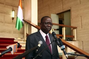Jeannot Ahoussou-Kouadio, le président du Sénat, a officialisé sa décision de quitter le PDCI pour rejoindre le RHDP d’Alassane Ouattara. © Emanuel Ekra/AP/SIPA