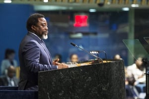 Le président congolais devant l’Assemblée générale de l’ONU, en septembre 2017. © UN Photo/Cia Pak