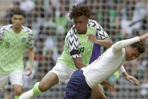 Le Nigérian Alex Iwobi pendant un match amical face à l’Angleterre en préparation du Mondial 2018, le 2 juin 2018 à Londres. © Matt Dunham/AP/SIPA