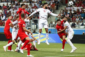 Lors du match de la Tunisie face à l’Angleterre durant le Mondial 2018 en Russie, le 18 juin. © Alastair Grant/AP/SIPA