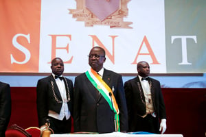 Jeannot Ahoussou-Kouadio, le président du Sénat, le 12 avril 2018. © Luc Gnago/REUTERS