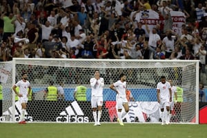 La Tunisie s’est inclinée dans les dernières secondes de son match face à l’Angleterre, le 18 juin 2018. © Sergei Grits/AP/SIPA