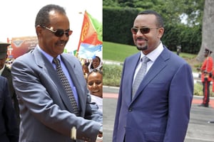 Le président érythréen Issayas Afeworki (à gauche) et le Premier ministre éthiopien Abiy Ahmed © Montage JA/Reuters/APSIPA