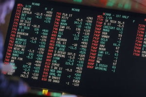 Un écran de contrôle de paris sportifs en ligne, à Las Vegas, le 14 janvier 2015. © John Locher/AP/SIPA