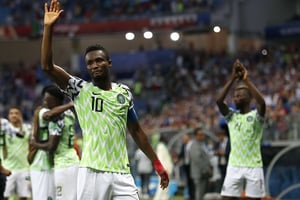 Le joueur nigérian Obi Mikel lors du match face à l’Islande, le 22 juin 2018. © Darko Vojinovic/AP/SIPA