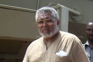 L’ancien chef de l’État ghanéen Jerry Rawlings. © Farah Abdi Warsameh/AP/SIPA