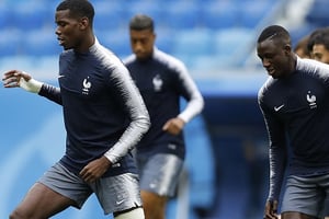 Les joueurs de l’équipe de France à l’entraînement, le 10 juillet 2018. © David Vincent/AP/SIPA