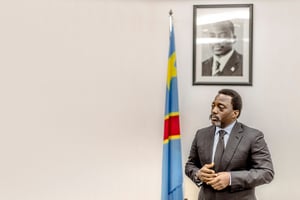 Le deuxième et dernier mandat du chef de l’État Joseph Kabila (ici à Kinshasa, en mai 2017) a officiellement expiré le 19 décembre 2016. © Daniel Etter/REDUX-REA