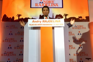 Le leader du Mapar, Andry Rajoelina, lors de l’annonce de sa candidature à la présidentielle de 2018. © Olivier Caslin pour JA
