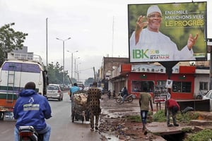 Affiche de campagne pour la réélection d’IBK. © Baba Ahmed/AP/SIPA