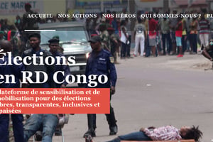 Capture d’écran de la page d’accueil de la plateforme citoyenne Élections en RDC.