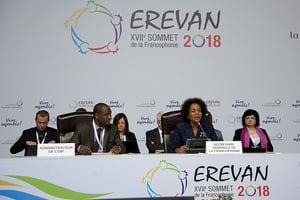 Michaëlle Jean, secrétaire générale de l’OIF, lors de l’ouverture du sommet d’Erevan, le 7 octobre 2018. © Creative Commons / Flickr / OIF