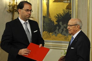 Youssef Chahed et Béji Caïd Essebsi, en août 2016 (image d’illustration). © Hassene Dridi/AP/SIPA