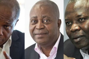 De gauche à droite : Martin Fayulu, Adolphe Muzito et Vital Kamerhe. © Vincent Fournier pour JA / Gwenn Dubourthoumieu pour JA