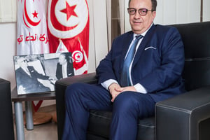 Hafedh Caïd Essebsi dans son bureau, à Tunis, le 17 octobre 2018 (image d’illustration). © Ons Abid pour JA