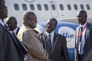 Riek Machar à son arrivée à l’aéroport de Juba le 31 octobre 2018. © Bullen Chol/AP/SIPA
