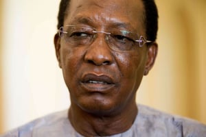 Idriss Déby Itno, au palais présidentiel à N’Djamena en 2016. © Andrew Harnik/AP/SIPA