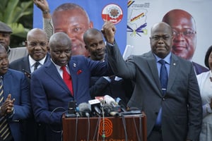 Vital Kamerhe et Felix Tshisekedi, le 23 novembre 2018 à Nairobi. © Ben Curtis/AP/SIPA