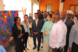 Le président de Djibouti, Ismaïl Omer Guelleh, visitant la foire internationale le 6 décembre 2018. © DR / Chambre de commerce de Djibouti