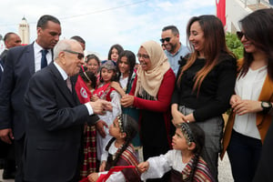 Tunisian President Beji Caid Essebsi shows him casing his vote at a polling station during local elections in Tunis on May 6, 2018. Tunisia held its first free municipal elections as voters expressed frustration at the slow pace of change since the 2011 revolution in the cradle of the Arab Spring.Mohamed Hammi/Sipa Press//HAMMI_8060346/Credit:HAMMI MOHAMMED/SIPA/1805070908 © Mohamed Hammi/SIPA