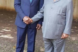 Pascal Affi N’Guessan et Henri Konan Bédié, le mercredi 9 janvier à Daoukro, dans le fief du président du PDCI. © DR / PDCI-RDA