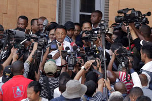 Marc Ravalomanana, lors d’une conférence de presse à Antananarivo, le 19 décembre 2018. © Themba Hadebe/AP/SIPA