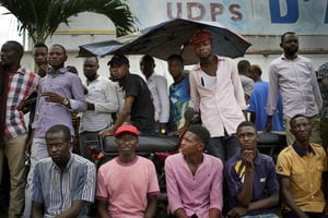 Des militants de l’UDPS, le 7 janvier 2019 au siège du parti, à Kinshasa. © Jerome Delay/AP/SIPA